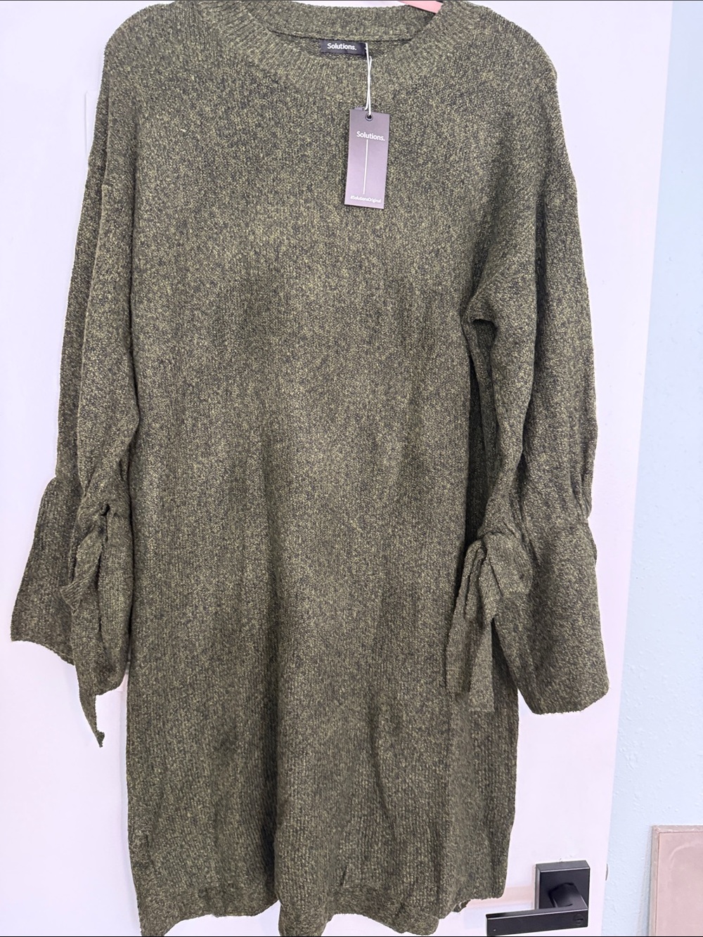 Solutions Olive Tie-Sleeve Knit Dress
